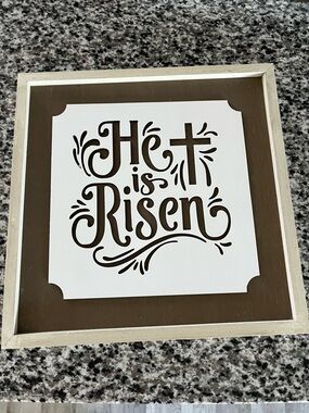 He is Risen Framed Wall Stencil Art